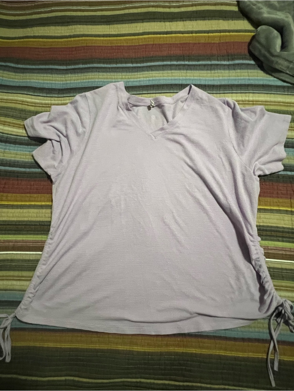 RBX Lavender V-Neck Short Sleeve Top with Side Ties